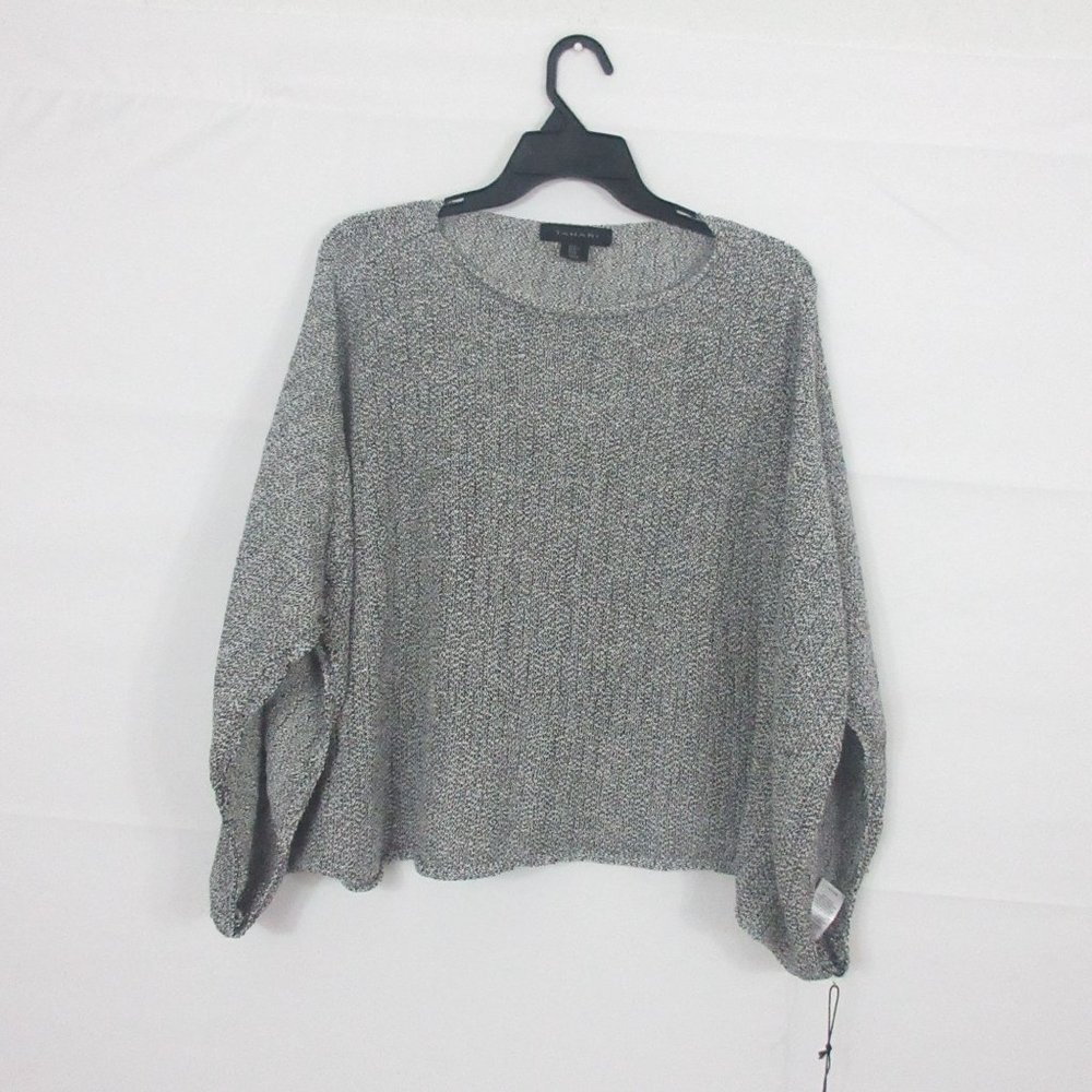 TAHARI women's sweater Medium Gray  Knit Dolma Short Sleeve size M NEW